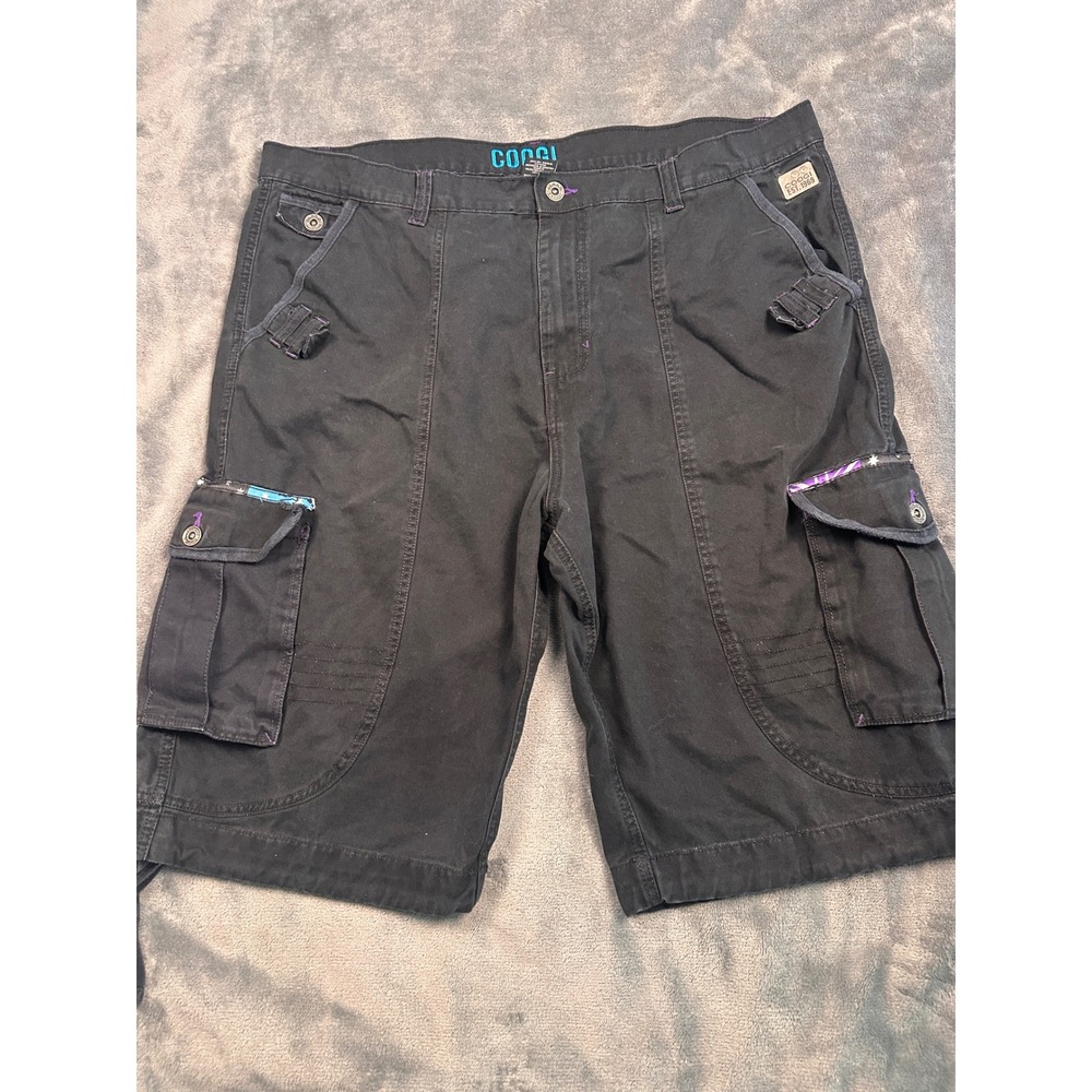 Coogi Shorts Mens 40 Black Baggy Y2K Cargo Embroidered Skater Grunge VINTAGE